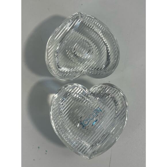 Vintage Toscany Candle Holders Taper Heart Shape Clear Glass Japan  - Picture 3 of 4
